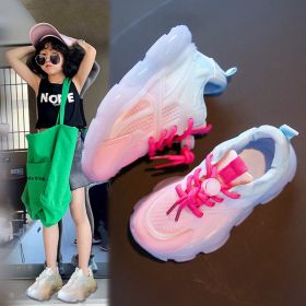 Boys And Girls Breathable Mesh Glow-in-the-dark Shoes (Option: Rose Red-29)