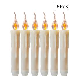 Electronic Long Tear Candle Light Christmas Church Decoration (Option: Yellow flash-6PCS)