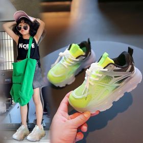 Boys And Girls Breathable Mesh Glow-in-the-dark Shoes (Option: Green-34)