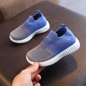 Kids Shoes Multicolor Knitted Toddler Baby Sneakers Casual (Option: Blue-24)