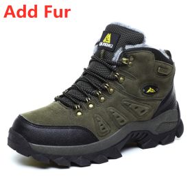 Large Size 48 Hiking Boots Men Summer Winter Outdoor Warm Fur Non Slip Fashion Women Footwear Boys Outdoor Work Ankle Boot Fall (Color: Fur Green, size: 38)