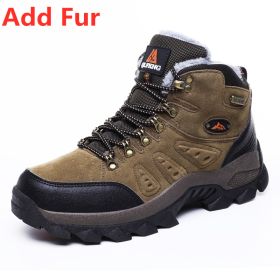 Large Size 48 Hiking Boots Men Summer Winter Outdoor Warm Fur Non Slip Fashion Women Footwear Boys Outdoor Work Ankle Boot Fall (Color: Fur Brown, size: 39)