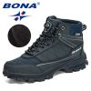 BONA 2022 New Designers Nubuck Hiking Shoes Men Trekking Tourism Camping Shoes Man Plush Warm Winter Anklt Boots Masculino Comfy