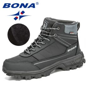 BONA 2022 New Designers Nubuck Hiking Shoes Men Trekking Tourism Camping Shoes Man Plush Warm Winter Anklt Boots Masculino Comfy (Color: Dark grey S gray, size: 9.5)