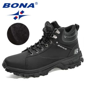 BONA 2022 NewDesigners Nubuck Sports Tactical Boots Men Hiking Mountain Shoes High Top Plush Tactical Footwear Masculino Comfy (Color: Charcoal grey S gray, size: 10)