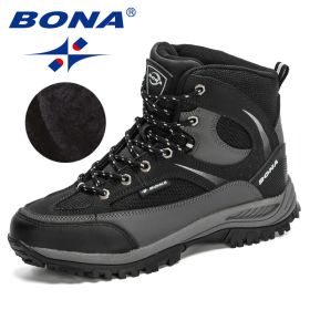 BONA 2022 New Designers Nubuck Shoes Men Outdoor Sports Tactical Male Boots Hiking Mountain Shoes Man Camping Climbing Footwear (Color: Charcoal grey S gray, size: 8.5)