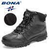 BONA 2022 New Designers Casual Winter Outdoor Snow Shoes Men Fashion Action Leather Plush Warm Boots Man High Top Hiking Shoes