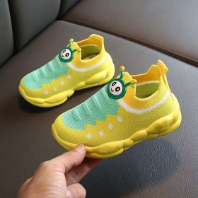 Boys And Girls Mesh Breathable Sports Soft Sole Shoes (Option: Yellow-23)